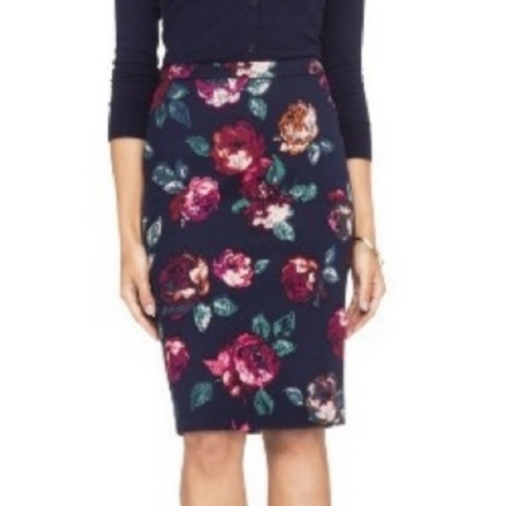 Merona Navy Floral Pencil Skirt